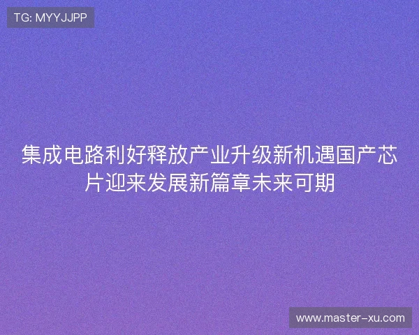 集成电路利好释放产业升级新机遇国产芯片迎来发展新篇章未来可期 集成电路利好释放产业升级新机遇国产芯片迎来发展新篇章未来可期